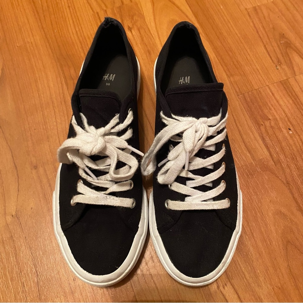 H&M Black Canvas Sneakers with White Laces